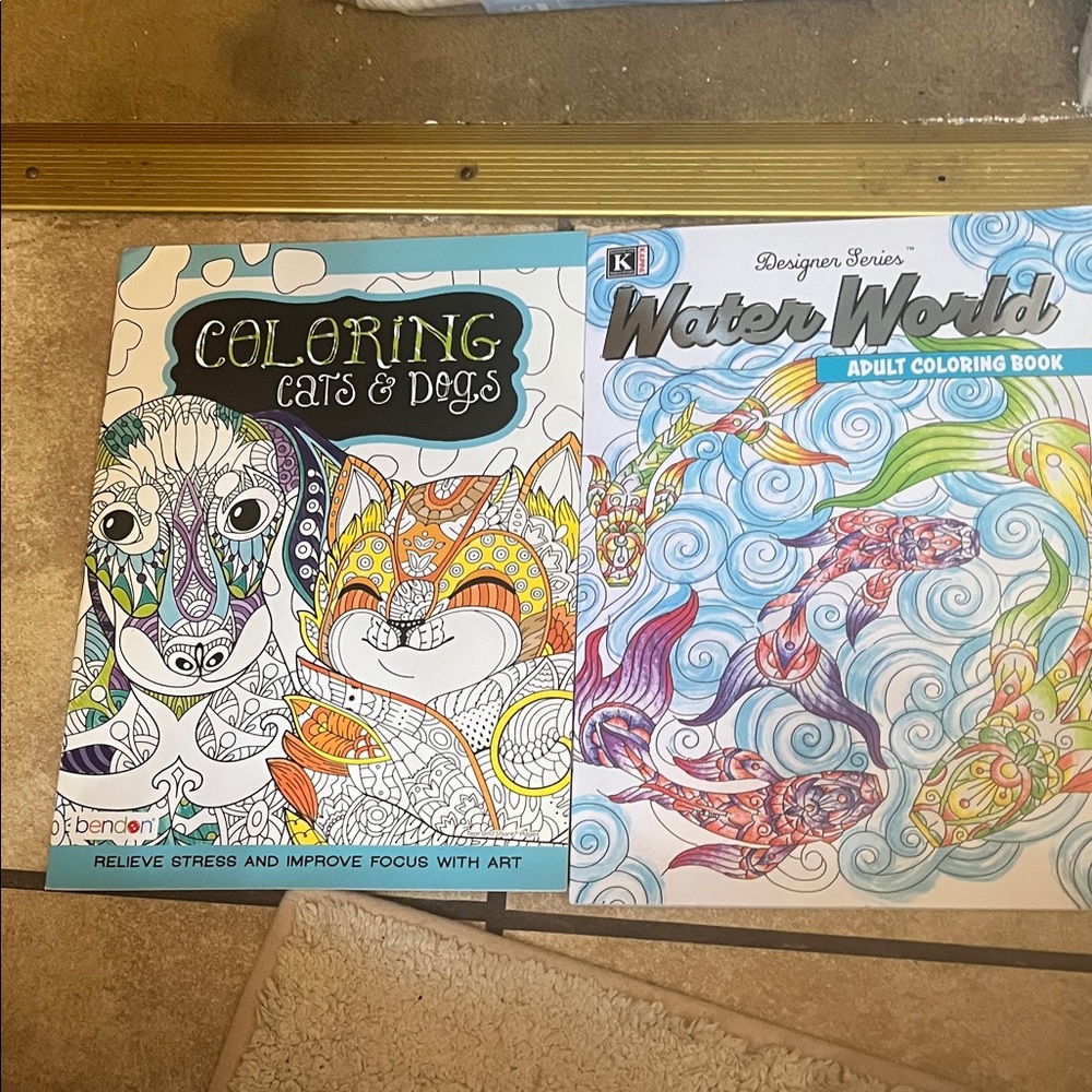 Coloring Books Set: Cats & Dogs and Water World